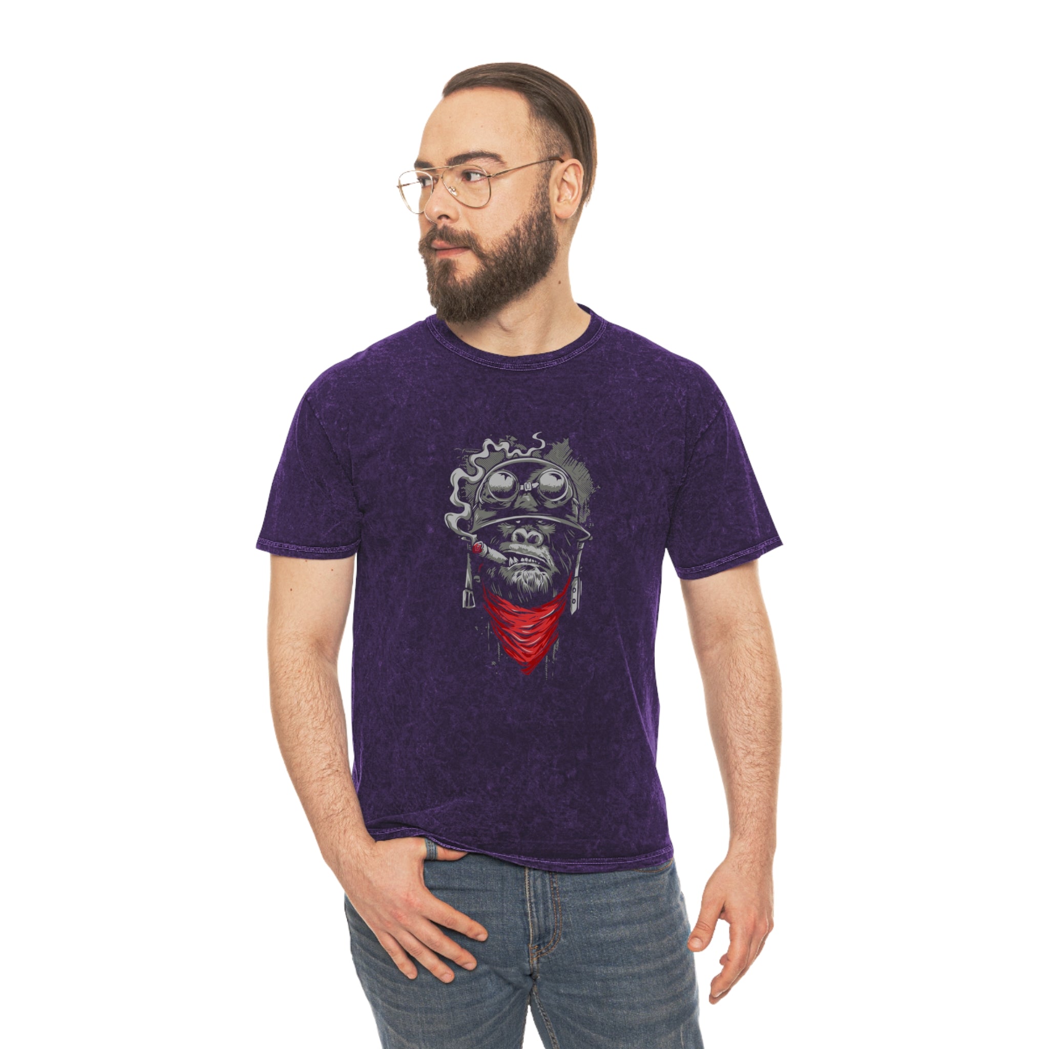 The Smoking Apes Mineral Wash T-Shirt - OtakuSuppliers The Smoking Apes Mineral Wash T-Shirt Mineral Purple / S