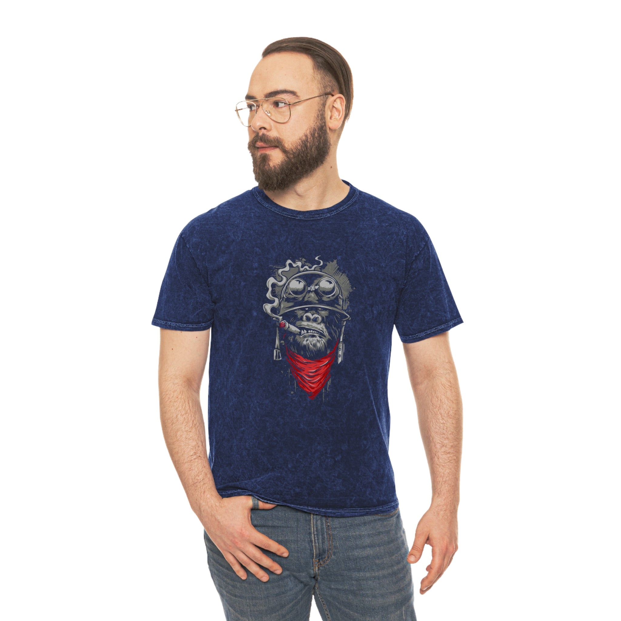 The Smoking Apes Mineral Wash T-Shirt - OtakuSuppliers The Smoking Apes Mineral Wash T-Shirt Mineral Navy / S