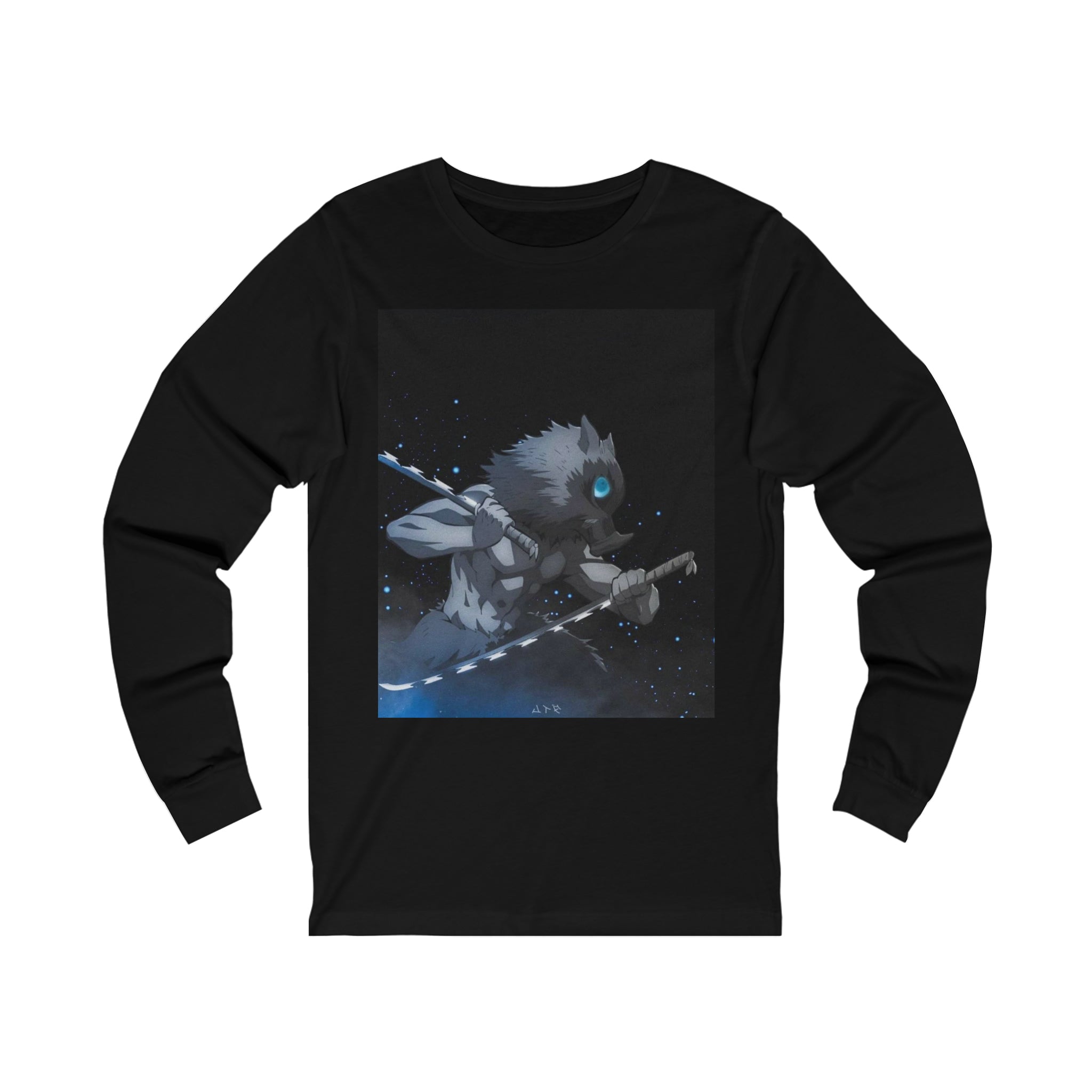 Inosuke Demon Slayer Jersey Long Sleeve Tee - OtakuSuppliers Inosuke Demon Slayer Jersey Long Sleeve Tee S / Black
