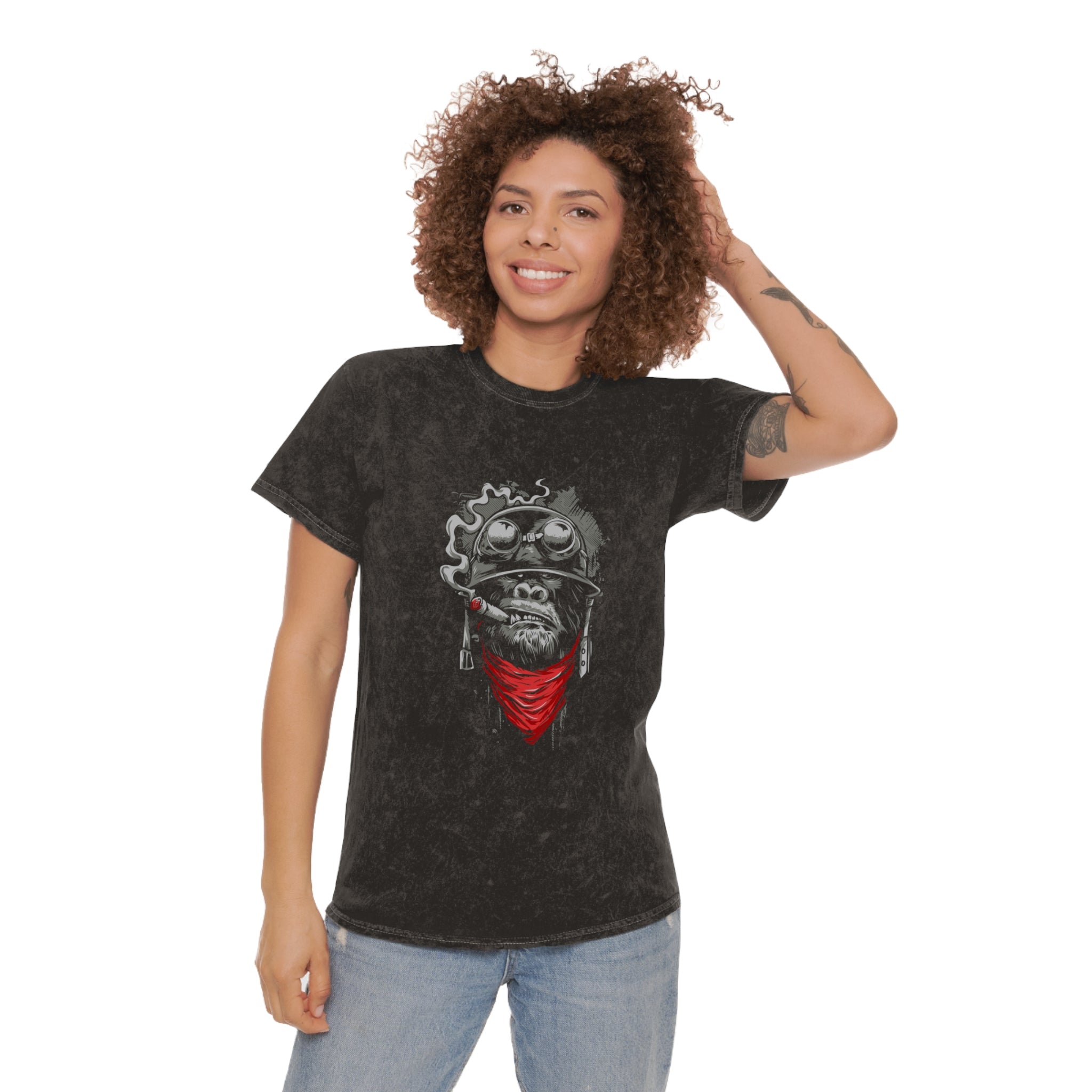 The Smoking Apes Mineral Wash T-Shirt - OtakuSuppliers The Smoking Apes Mineral Wash T-Shirt