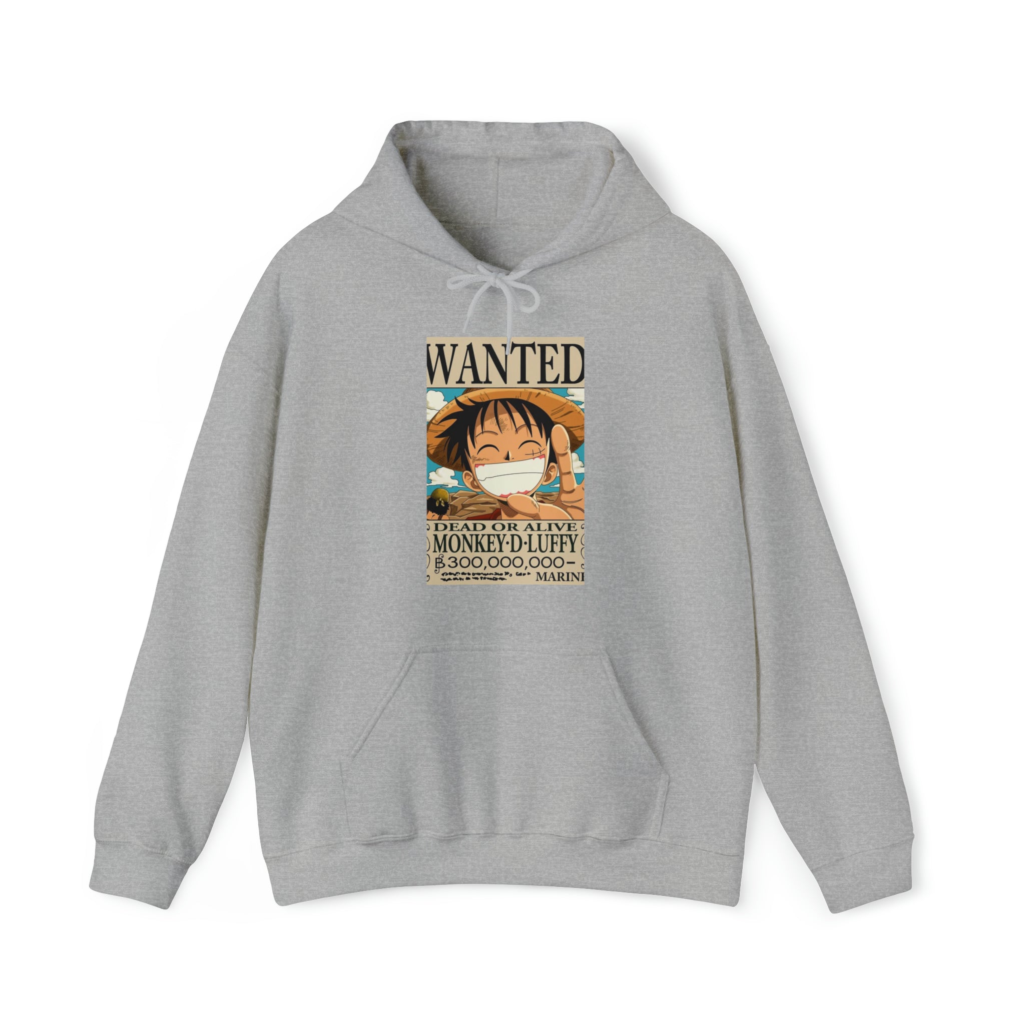 Luffy's Wanted Poster One Piece Hoodie - OtakuSuppliers Luffy's Wanted Poster One Piece Hoodie Sport Grey / S