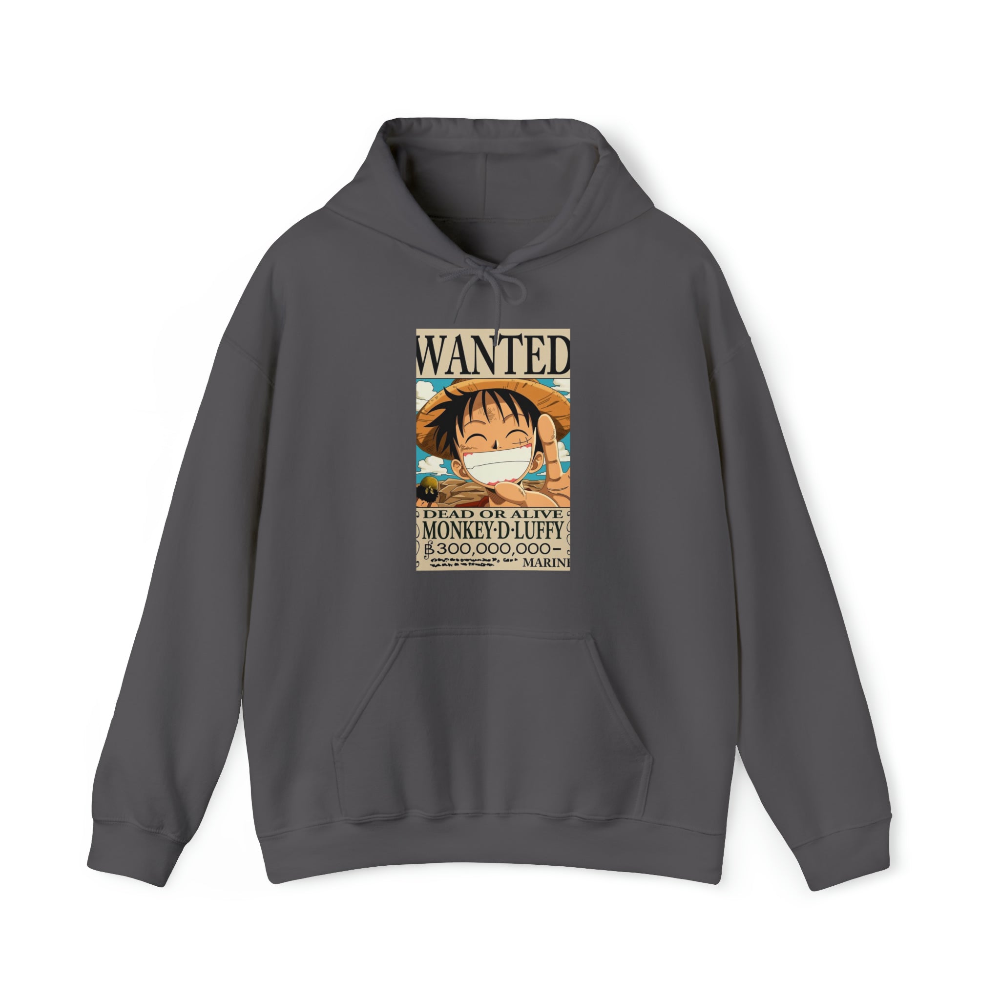 Luffy's Wanted Poster One Piece Hoodie - OtakuSuppliers Luffy's Wanted Poster One Piece Hoodie Charcoal / S