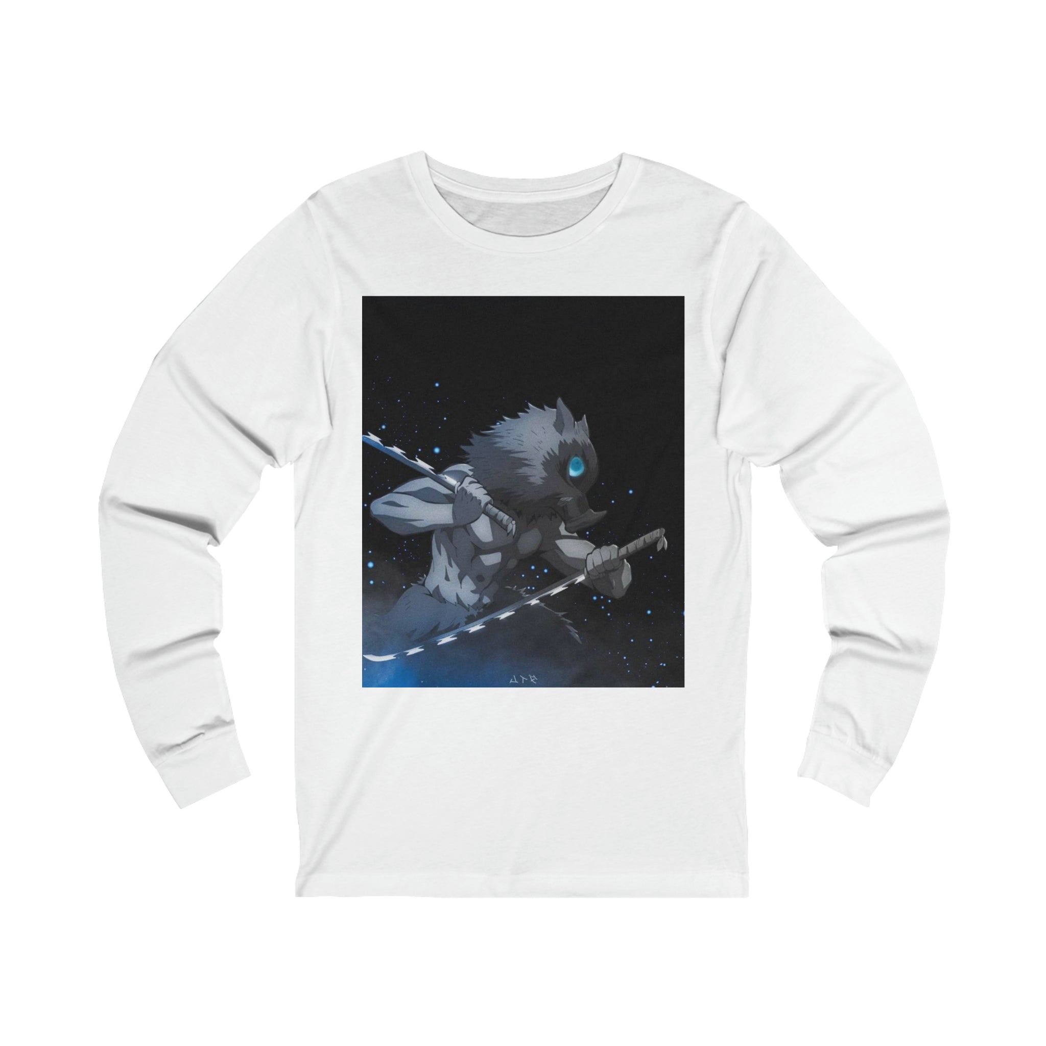 Inosuke Demon Slayer Jersey Long Sleeve Tee - OtakuSuppliers Inosuke Demon Slayer Jersey Long Sleeve Tee S / White