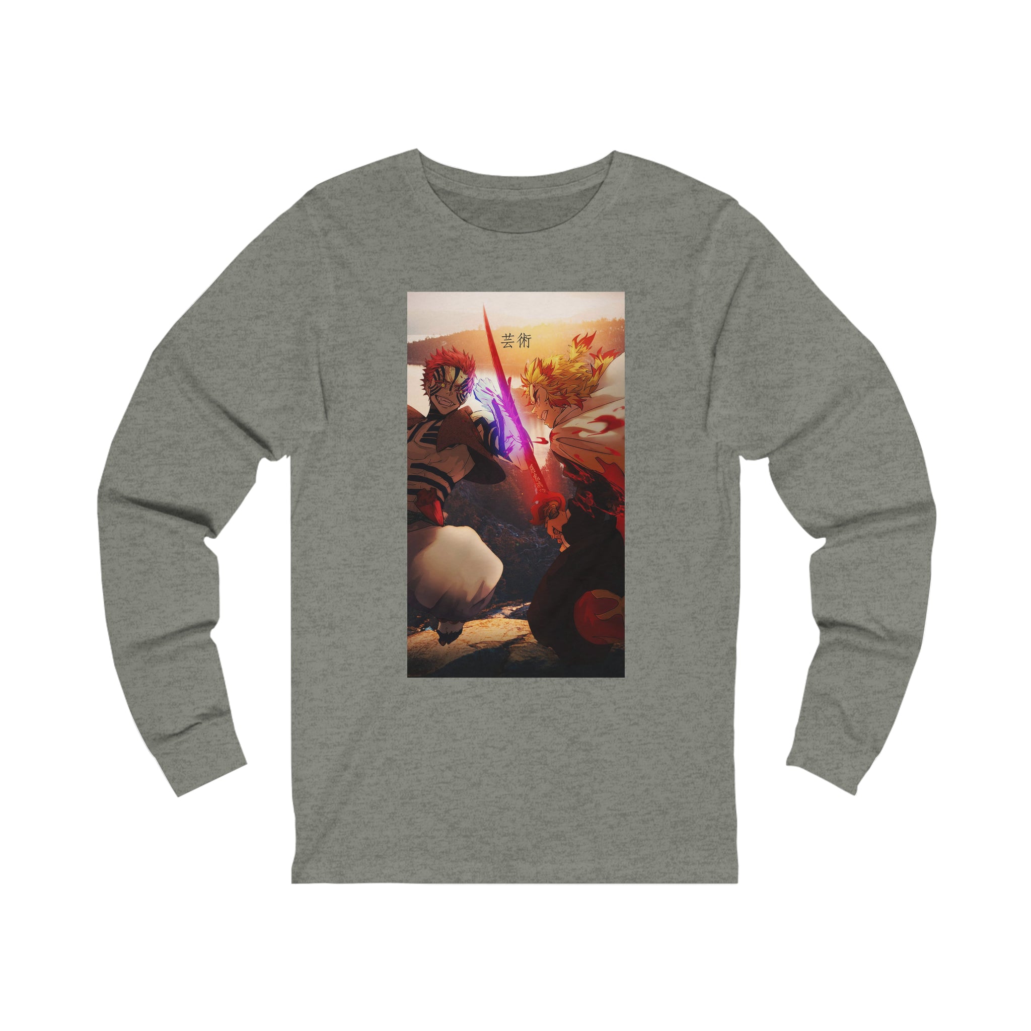 Blazing Fury Demon Slayer Jersey Long Sleeve Tee - OtakuSuppliers Blazing Fury Demon Slayer Jersey Long Sleeve Tee S / Grey TriBlend