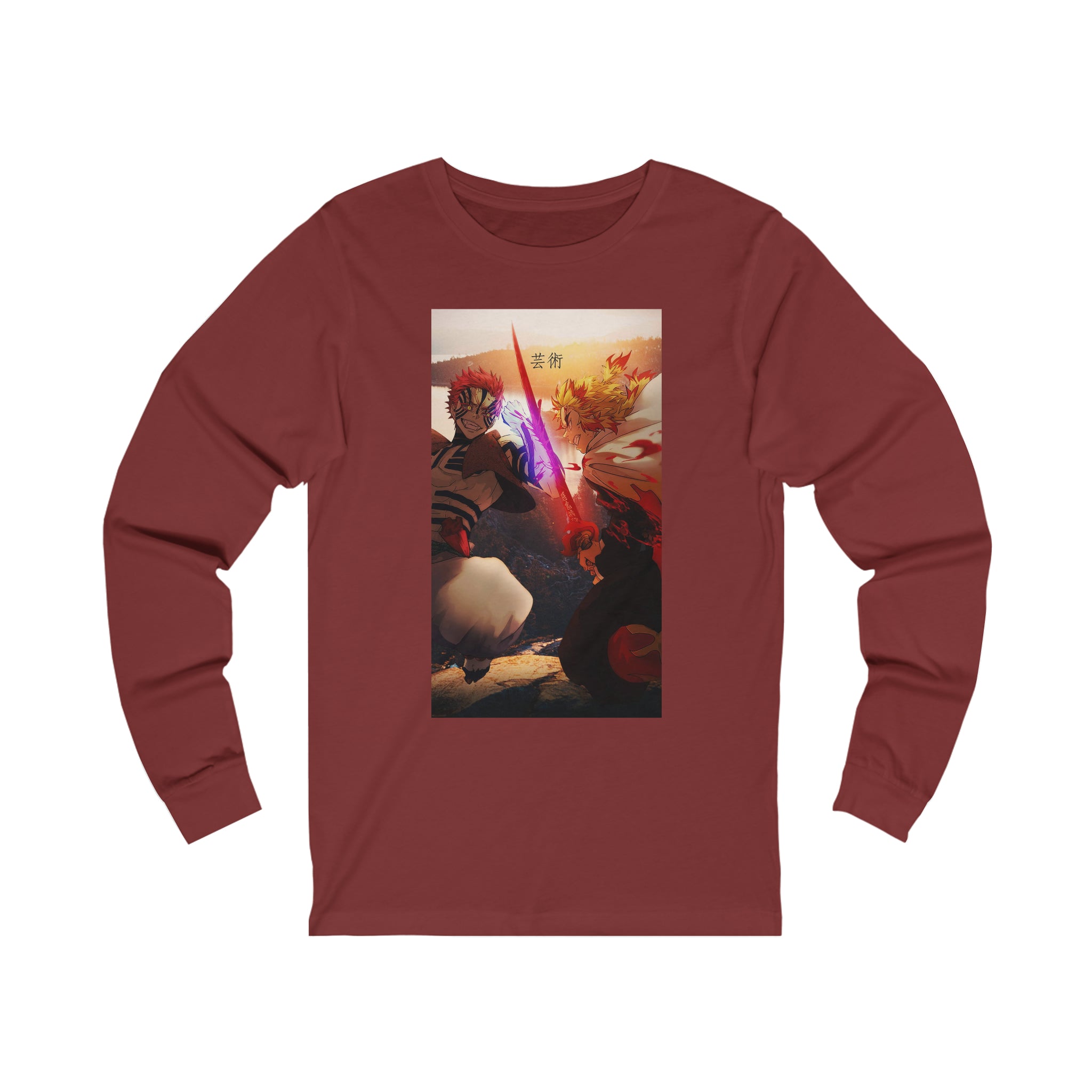 Blazing Fury Demon Slayer Jersey Long Sleeve Tee - OtakuSuppliers Blazing Fury Demon Slayer Jersey Long Sleeve Tee S / Cardinal