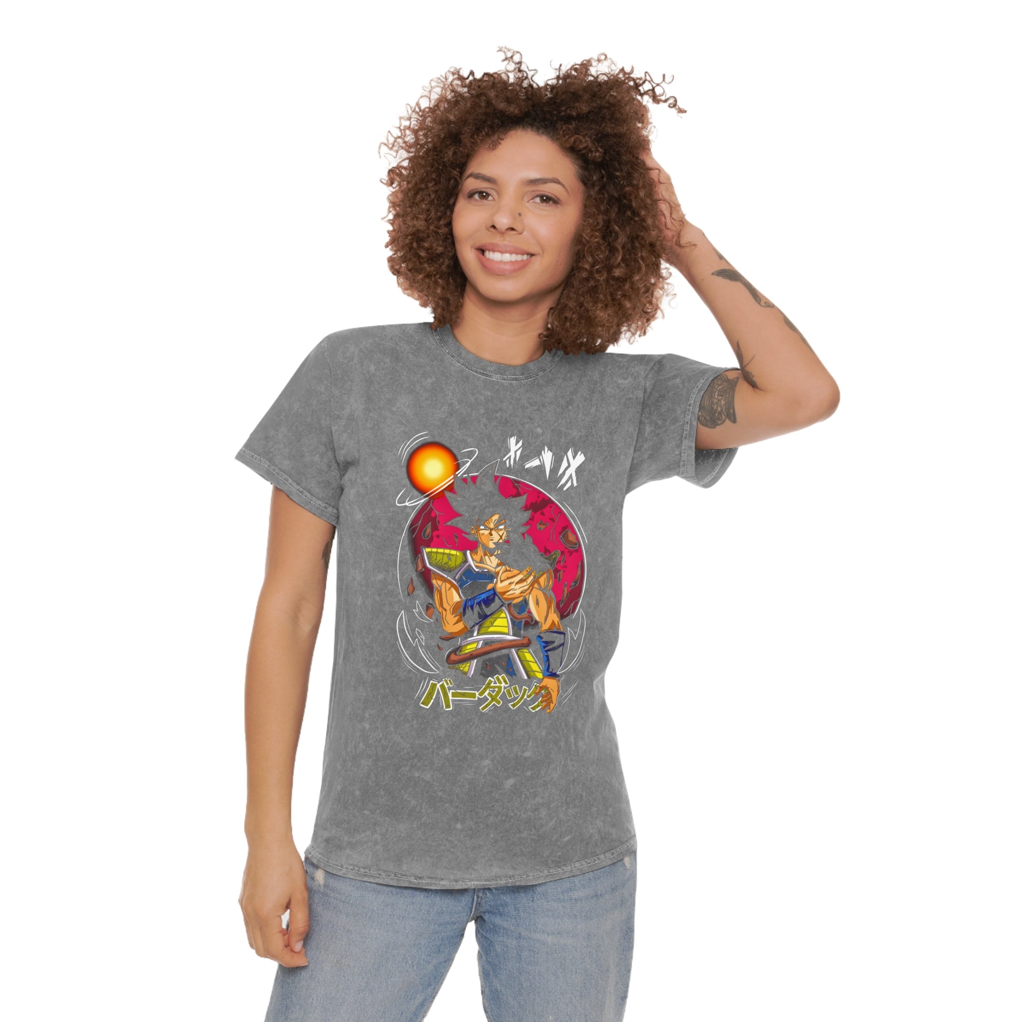 Bardock and Goku Mineral Wash T-Shirt - OtakuSuppliers Bardock and Goku Mineral Wash T-Shirt