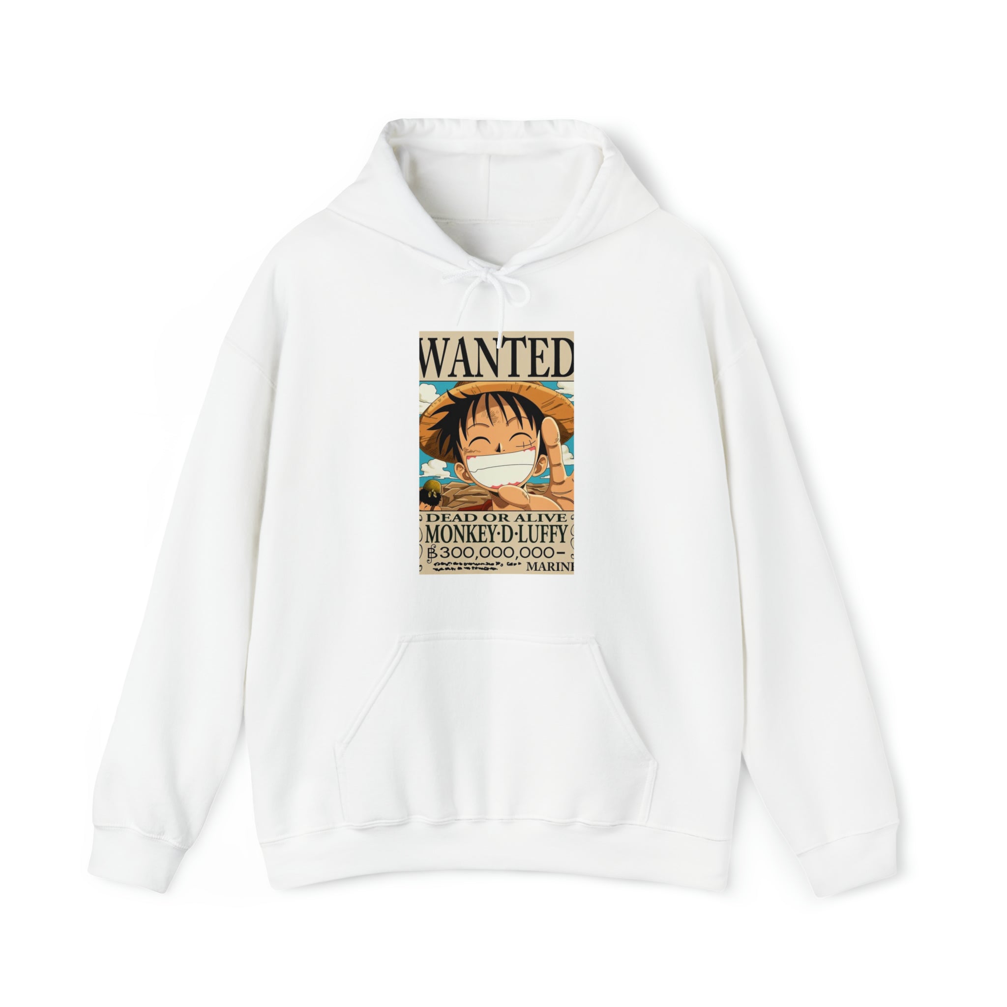 Luffy's Wanted Poster One Piece Hoodie - OtakuSuppliers Luffy's Wanted Poster One Piece Hoodie White / S