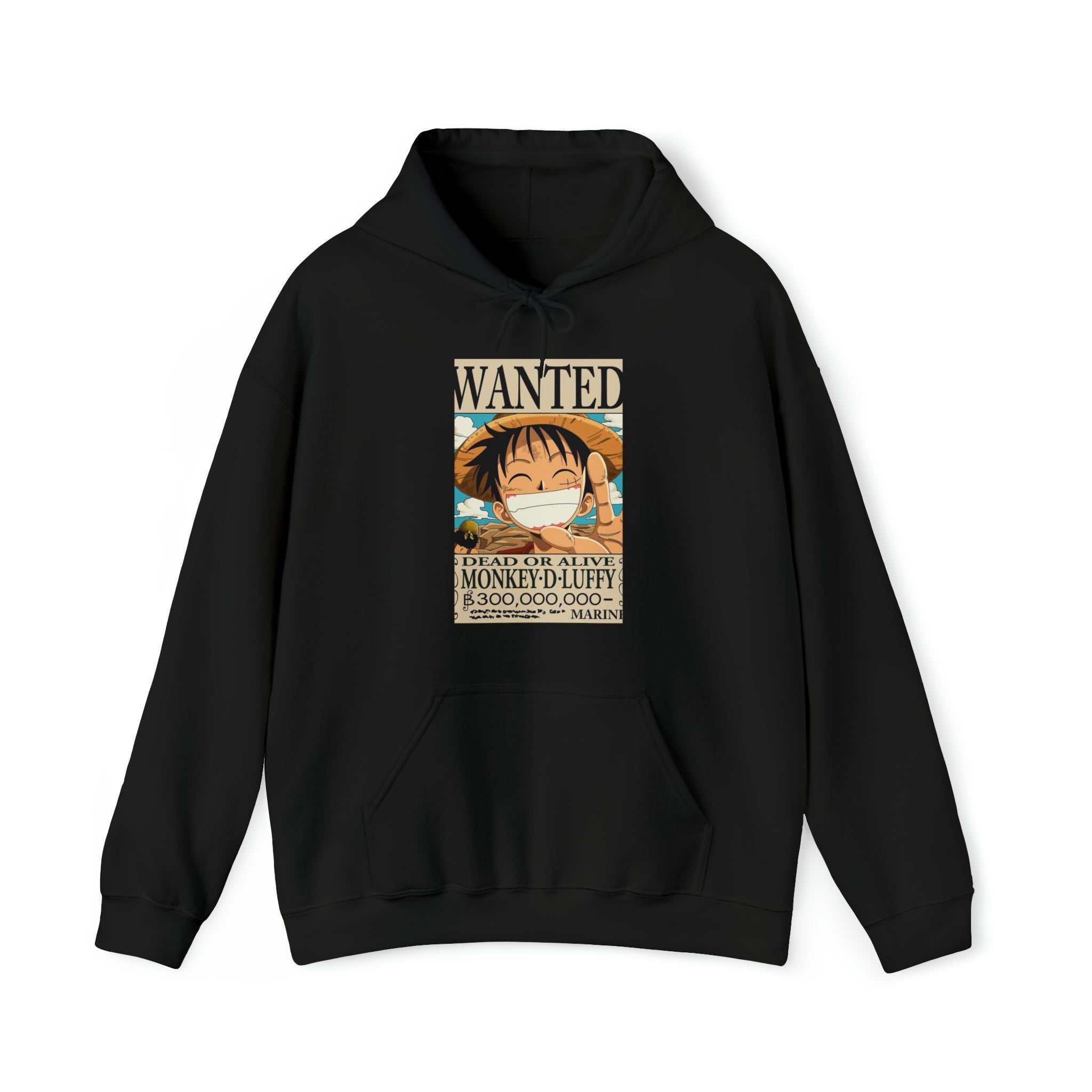 Luffy's Wanted Poster One Piece Hoodie - OtakuSuppliers Luffy's Wanted Poster One Piece Hoodie Black / S