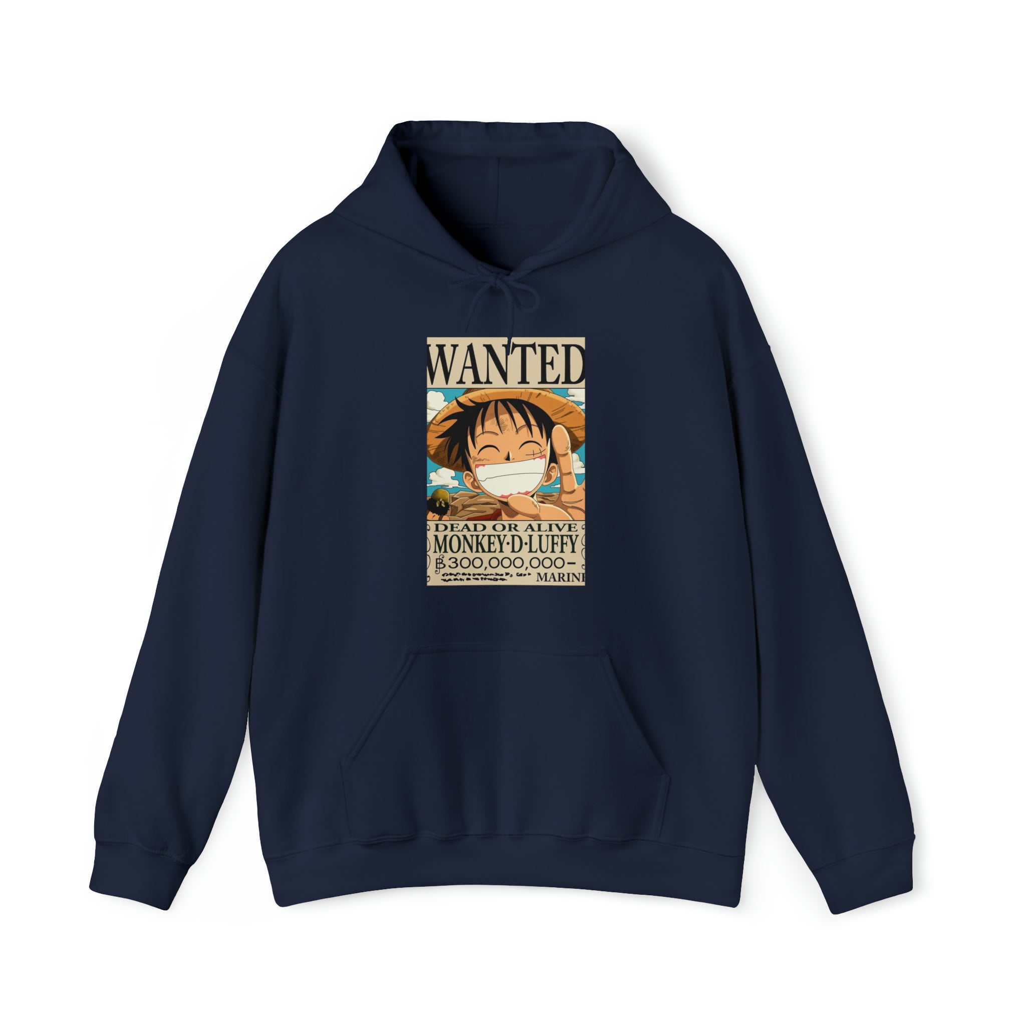 Luffy's Wanted Poster One Piece Hoodie - OtakuSuppliers Luffy's Wanted Poster One Piece Hoodie Navy / S